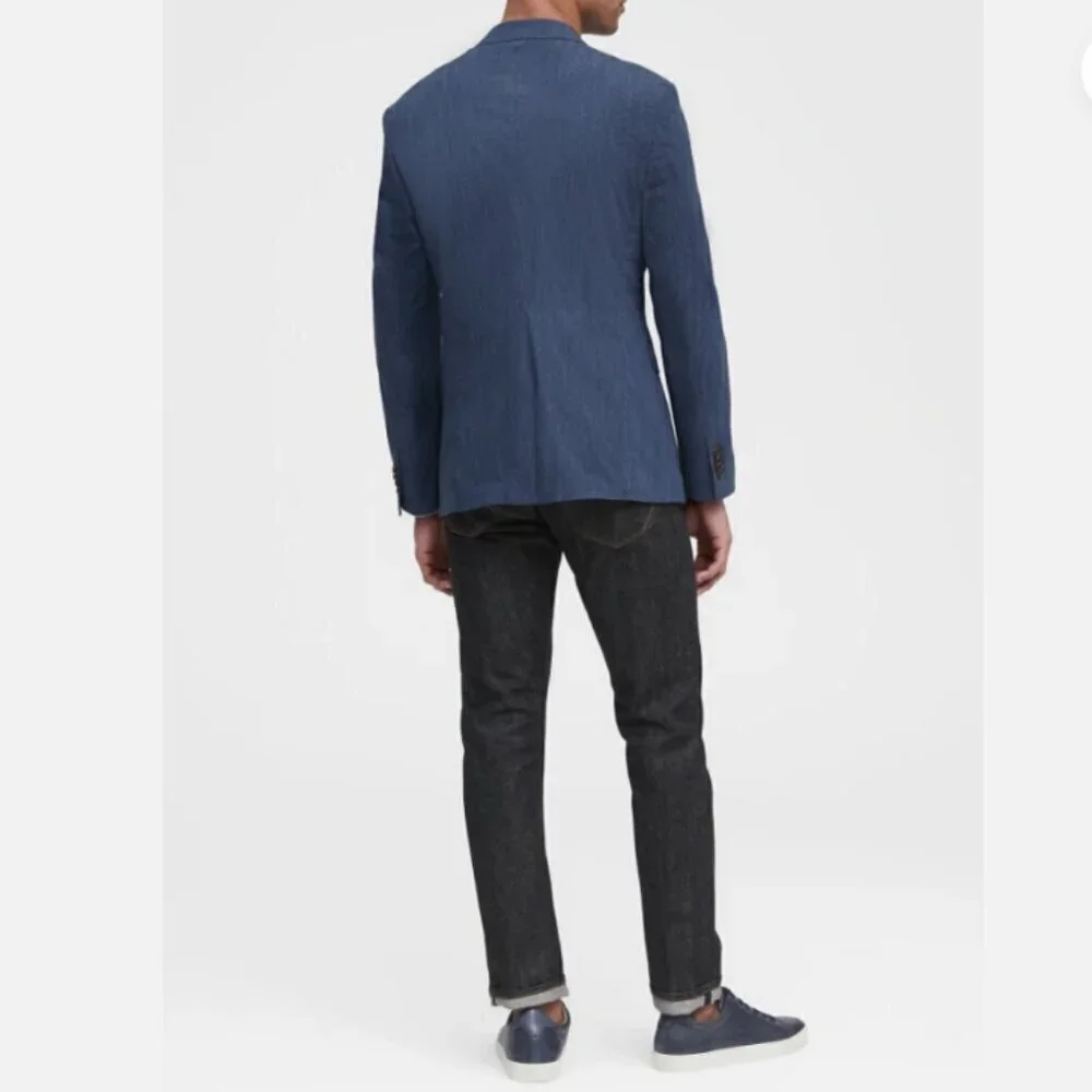 Banana Republic Men's Slim Fit Navy Blue Stripe Blazer Lined Size 38S NEW RT$200